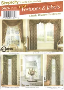 Trattamenti finestre Festoons Jabots Drapes semplicità 5474 modello di cucito NON TAGLIATO - Foto 1 di 4