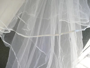 important voile de mariée vintage des années 1970 2,40 m x 2,50 m - Imagen 1 de 10