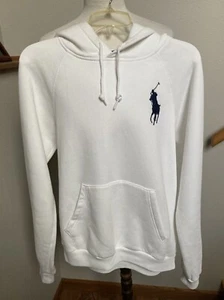 POLO RALPH LAUREN-L/S-WHITE-BIG PONY-HOODED SWEATSHIRT-COTTON BLEND-L-NWOT - Picture 1 of 5