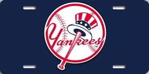 MLB New York Yankees Uncle Sam Mütze blauer Hintergrund Logo Auto LKW Nummernschild - Bild 1 von 1