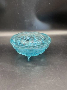 VTG EAPC McKee prescut “fentec” pattern 3 footed bowl blue turquoise - Picture 1 of 3