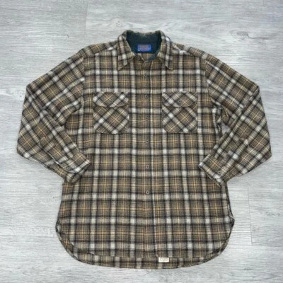 Vintage Pendleton Men’s Large Shirt Button Up Wool Plaid USA Flannel Loop Collar - Image 1 of 4