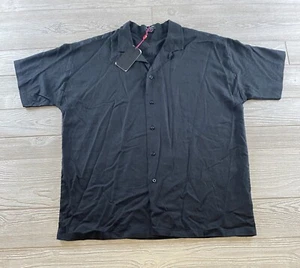 South Beach Men's Large Black Button Up Short Sleeve Shirt Collared Linen Blend - Picture 1 of 9