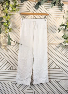 Abercrombie Kids GIRL'S Flare White Linen Pants Trousers Wide Leg Size 9/10 - Picture 1 of 5