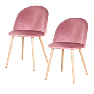 Pack de 2 Sillas de Comedor Acolchadas con Cubierta de Terciopelo Moderno Rosa - Imagen 1 de 11
