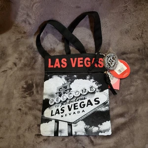 Robin Ruth LAS VEGAS Bolso de Hombro de Lona Cartera Negro y Rojo Viaje - Imagen 1 de 8
