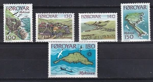 Faroe 1978 Yvert #25/29 mapas fauna aves MNH VF - Imagen 1 de 1