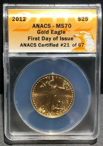 2012 $25.00 1/2 ozt American Gold Eagle ANACS MS 70 Cover