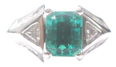 Platinum NATURAL BERYL EMERALD Diamond Anniversary Jewelry Ring 4.15CT - Image 1 of 4