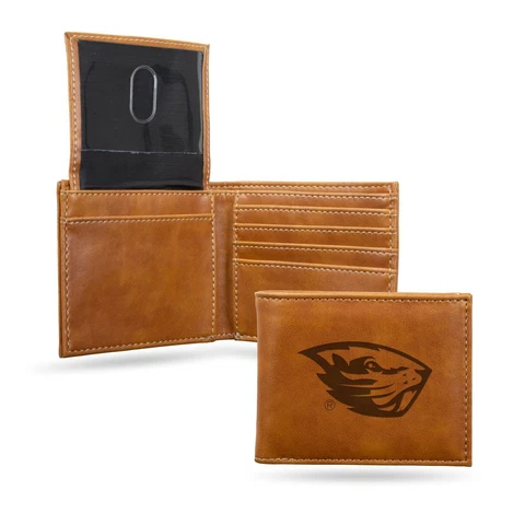 Oregon State Beavers Laser Engraved Brown Billfold Wallet Cover