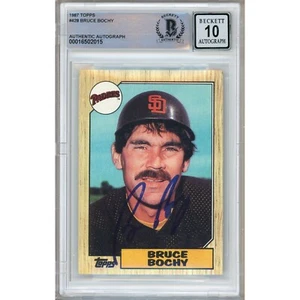 1987 Topps #428 Bruce Bochy Signed Card Beckett BGS Auto 10 Slabbed SD Padres - Picture 1 of 6