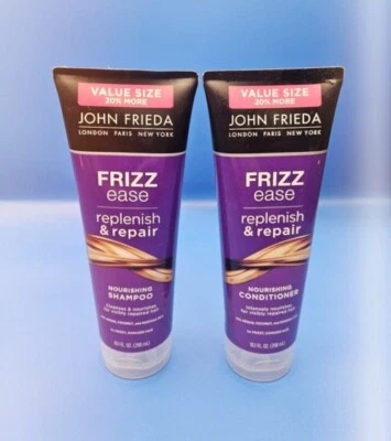 JOHN FRIEDA FRIZZ CHAMPÚ Y ACONDICIONADOR FÁCIL DE REPONER Y REPARAR 10,1 FL OZ Foto 1 de 4