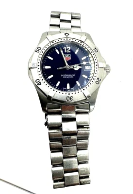 Reloj Tag Heuer WK1113 azul para hombre profesional plateado deportivo buceo 7,75 pulgadas Foto 1 de 4