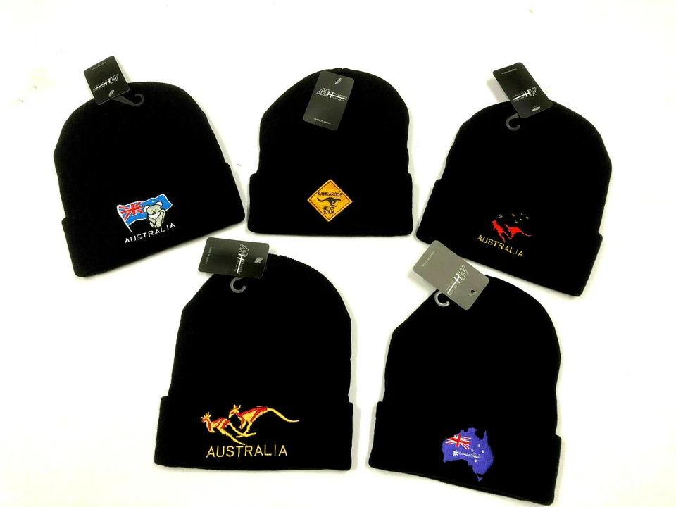 Australian Souvenir Aussie Embroidery Beanie Hat Black NEW UNISEX ADULT Beanies - image 1 of 1