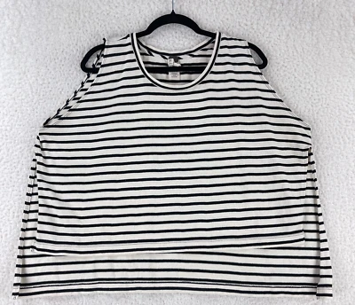 Camiseta sin mangas We the Free People negra blanca a rayas de gran tamaño para mujer suéter talla M Foto 1 de 4