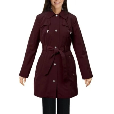Gabardina de lluvia London Fog borgoña para mujer - talla mediana - capucha extraíble Foto 1 de 4