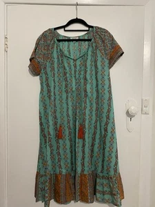 ORIENTIQUE Colourful patterned Boho Peasant dress 10- As New - Picture 1 of 6