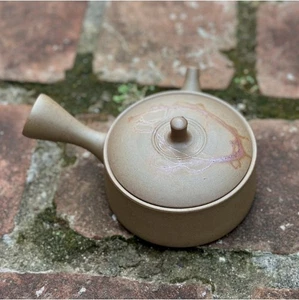 Tokoname ware Pottery Japanese Teapot Yakishime Flat type Mogake Kyusu 200ml - Picture 1 of 10