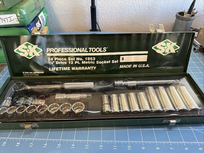New SK Professional Hand Tools 24 Piece Metric  Set 3/8  Drive Socket Set   1853 - Image 1 of 4