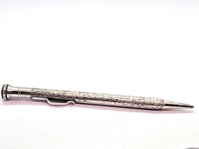 Lápiz mecánico Wahl EverSharp antiguo grabado a mano floral de plata de ley Foto 1 de 4