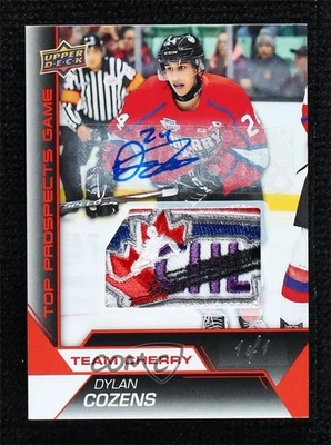 2019 SP Game Used CHL Edition Red Logo Tag 1/1 Dylan Cozens #TPG-DC Patch Auto - Image 1 of 2