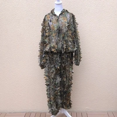 Pantalones camafeo/chaqueta adulto 3D traje de caza, conjunto de camuflaje con capucha 3D hoja Foto 1 de 4