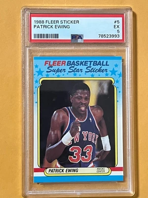 PATRICK EWING 1988 FLEER STICKER #5 PSA EX 5.0 KNICKS - Image 1 of 2