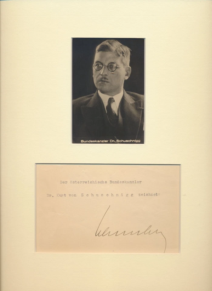 Dr. Kurt von Schuschnigg - Originalsignatur des österreichischen Bundeskanzlers - Bild 1 von 1