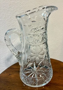 AMERICAN BRILLIANT PERIOD ABP CUT GLASS CRYSTAL c.1880-90 Pitcher 11" Pinwheel - Picture 1 of 16