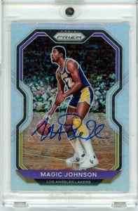 MAGIC JOHNSON 2021-22 Panini Prizm #219 Silver Prizm Sticker Auto BAS - Picture 1 of 2