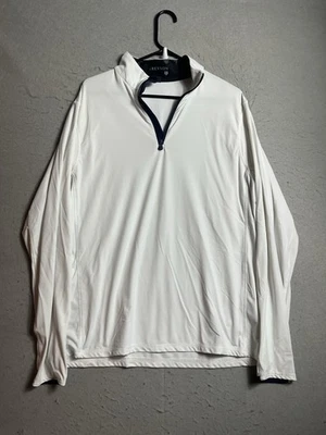 Greyson Men’s Large Tate Mock Neck 1/4 Zip Pullover White Herringbone Golf - image 1 of 4