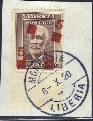 Liberia # 140 1915-16 Usado DOBLE RECARGO RARO - CV Recargo Normal $40 Foto 1 de 2