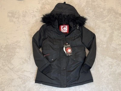 Abrigo parka Canada Weather Gear para mujer S negro con capucha forrada de piel sintética precio de venta sugerido por el fabricante 255 USD Foto 1 de 4