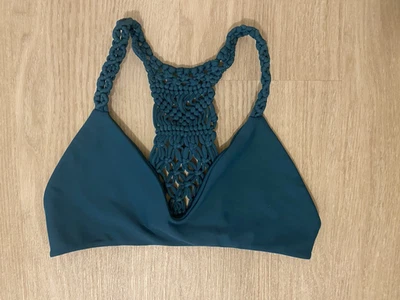 MIKOH Nusa Dua Macrame Braided Racerback Green Bikini Top M Beach Summer - Image 1 of 4