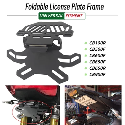 Foldable License Plate Frame Holder for CB190R CB500F CB600F CB650R 650F CB900F - Image 1 of 4