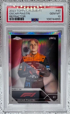 2023 Topps Chrome F1 Oscar Piastri REFRACTOR RC PSA 10 Rookie Mclaren - Image 1 of 2