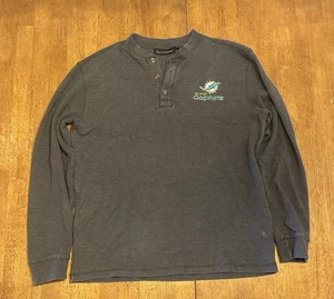 Vintage Miami Dolphins Long Sleeve Henley Thermal Shirt XL Dunbrooke - Picture 1 of 7