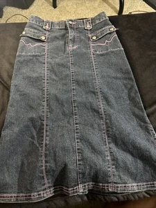 Girls Size 14/16 Long Denim Skirt By Princess Collection - Picture 1 of 12