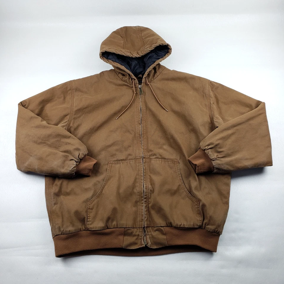 WFS Element Gear Canvas Jacket Mens XXL Brown Full Zip Lined Hooded Workwear - Image 1 of 4