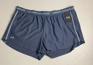 NWT Under Armour Women’s Tech Play Up Shorts Pockets Blue 2XL Loose Fit New - Picture 1 of 13