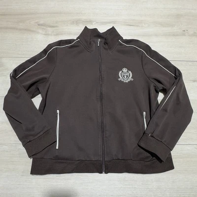 Chaqueta Ralph Lauren XL para mujer marrón blanca cremallera completa pista polo activo logotipo Foto 1 de 4