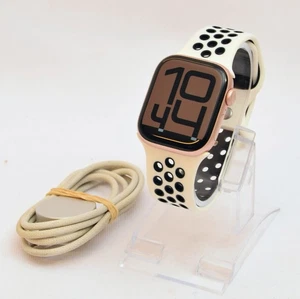 Apple Watch Series 10 GPS 42mm - Gold - Black/ White Strap - Warranty (C+) - Picture 1 of 13