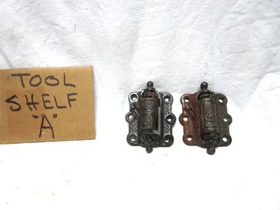 Duas dobradiças de porta de tela antigas estilo vitoriano com mola, AC e sem marca - Imagem 1 de 4