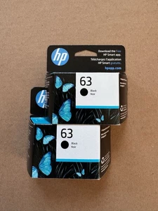 New Genuine HP 63 2 Pack Black Ink Cartridge F6U62AN Ex 2026 - Picture 1 of 2