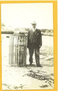 Real Photo Postcard RPPC - Man with Lobster Trap - Picture 1 of 1