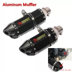310mm/370mm Universal Motorcycle Exhaust Muffler Aluminum Tail Pipe Slip On 51mm - Picture 1 of 9