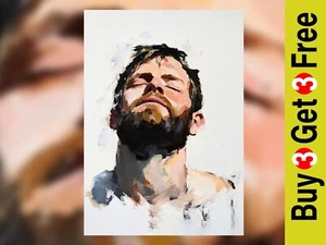 Expressive Male Portrait A2 Print on Matte Paper | Bold Impasto Oil Painting - Picture 1 of 18