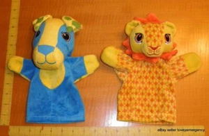 The Puppet Company Plush Hand Puppet Yellow Orange Lion & Blue Dog - Picture 1 of 3