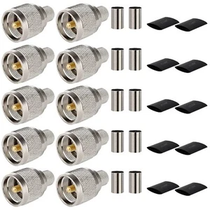 PL-259 Stecker Crimp Stecker Adapter, UHF SO239 Crimp Koax Stecker für LMR400... - Bild 1 von 2