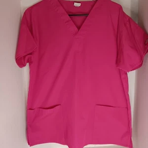 Dickies Women's V Neck Scrub Top Pink With Pockets Size M - Picture 1 of 9